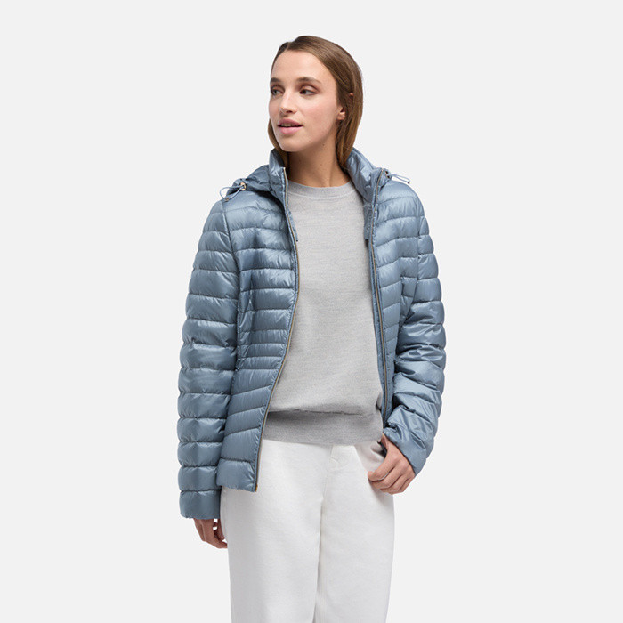 Short down jacket JAYSEN WOMAN Faded denim | GEOX
