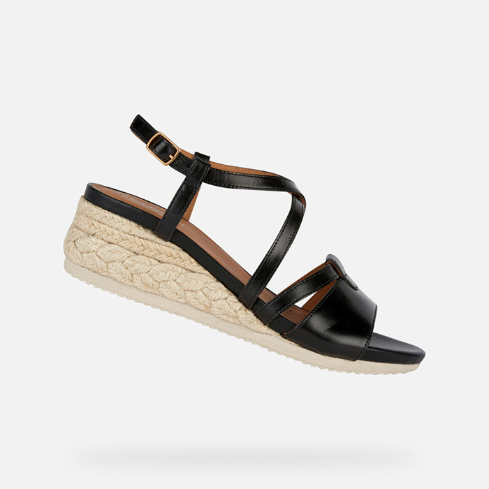 wedge sandals ISCHIA CORDA WOMAN Black | GEOX
