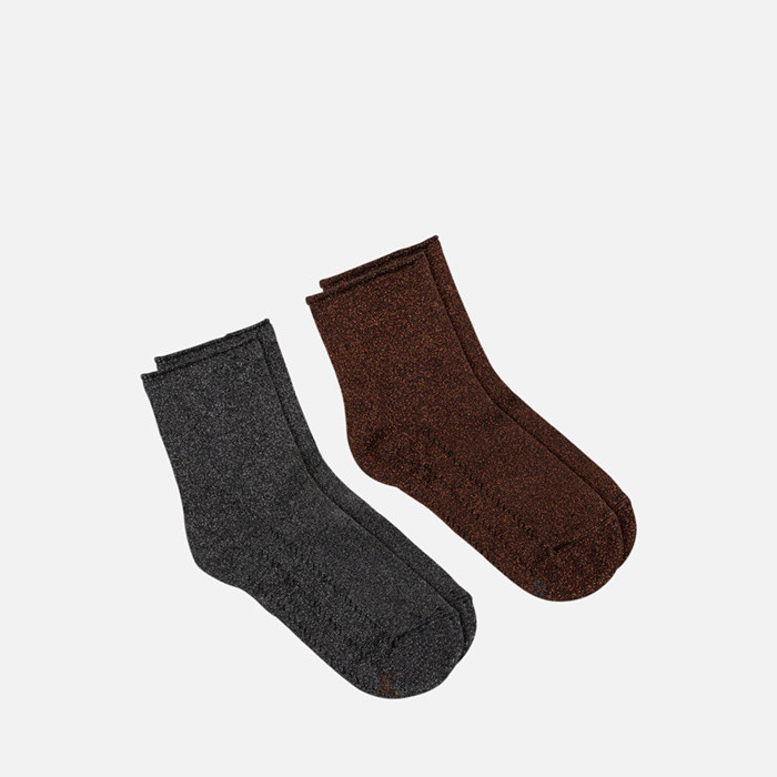 Ankle socks TWO-PACK SOCKS WOMAN Anthracite/Brown | GEOX